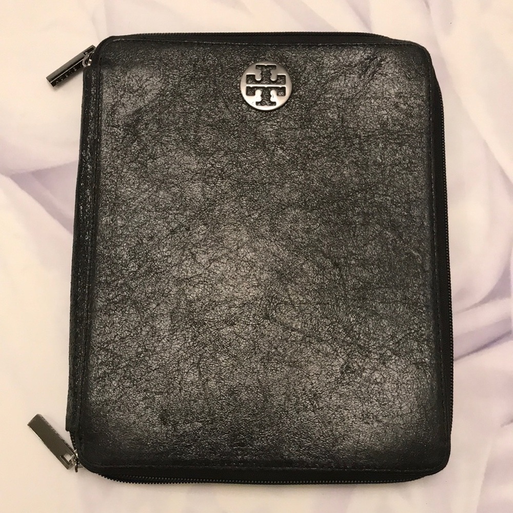 Tory Burch Crinkle Leather Tablet Ipad Case Black